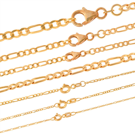 Massive Goldkette Figarokette diamantiert Halskette 585- 14 Karat Gold