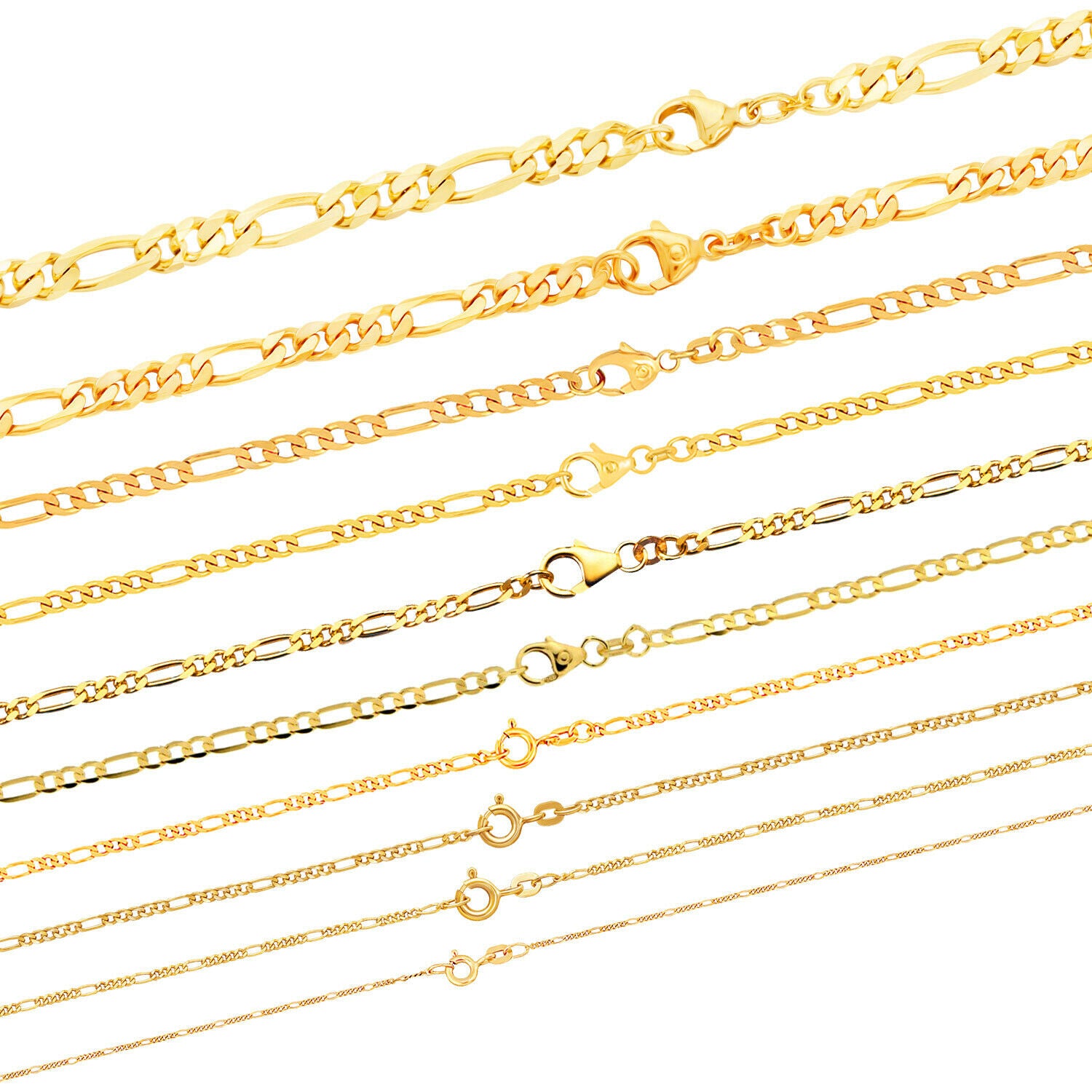 Massive edle Goldkette Figarokette diamantiert Halskette Collier Echt 333 o 555