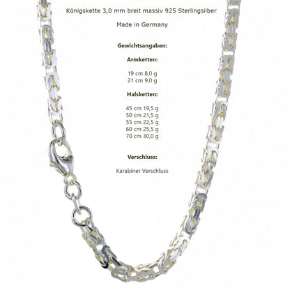 Silberkette Königskette Halsketten & Armketten echt 925 Sterlingsilber