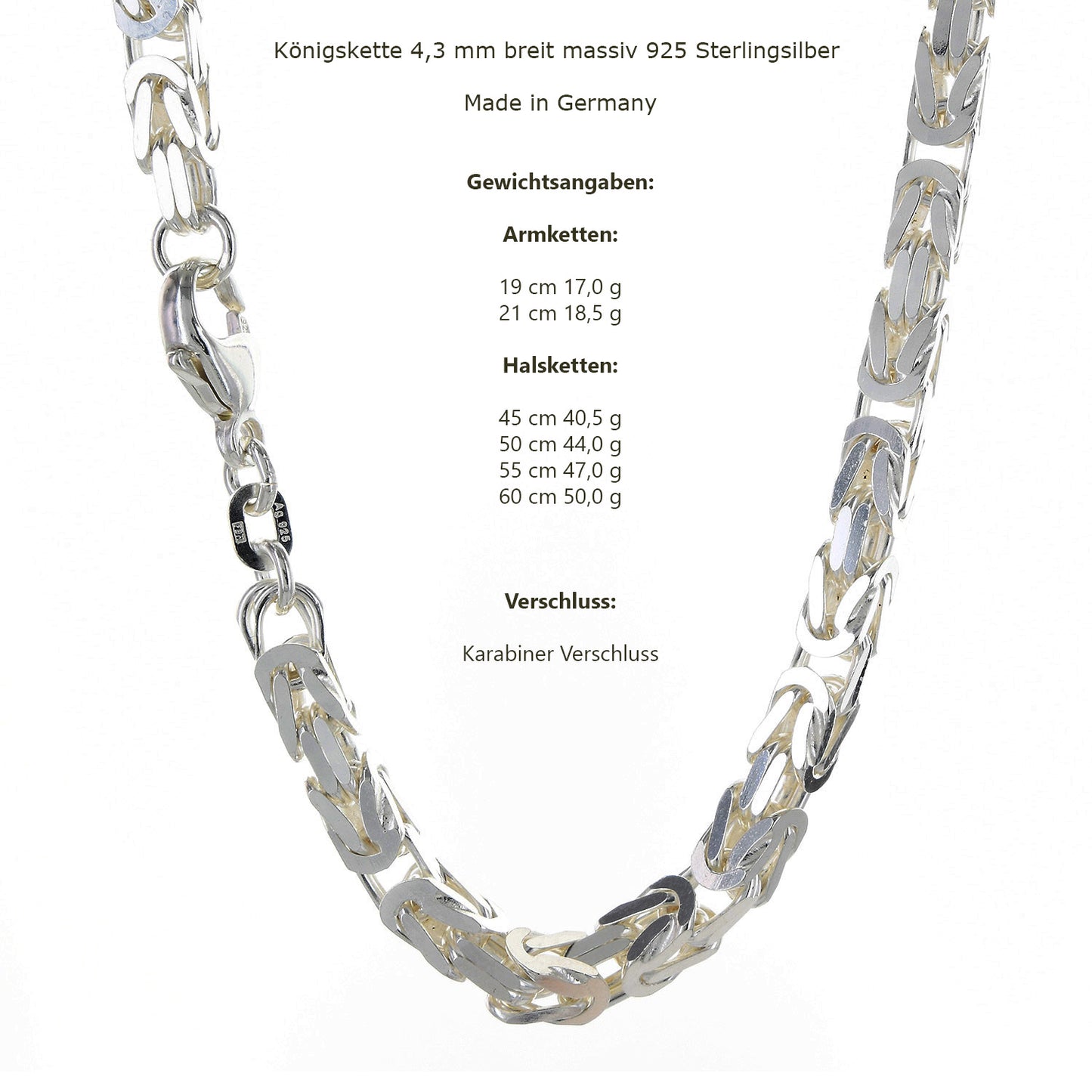 Silberkette Königskette Halsketten & Armketten echt 925 Sterlingsilber