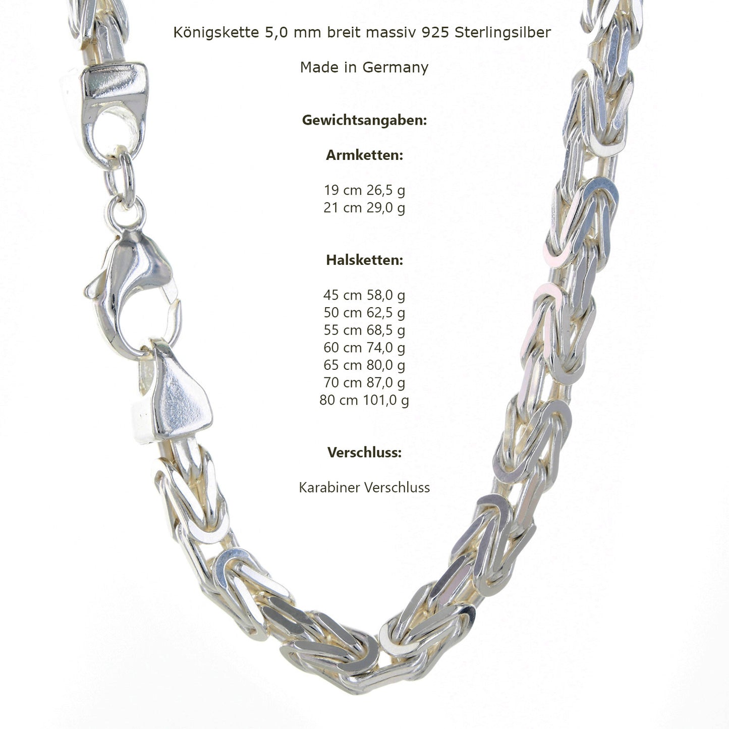 Silberkette Königskette Halsketten & Armketten echt 925 Sterlingsilber