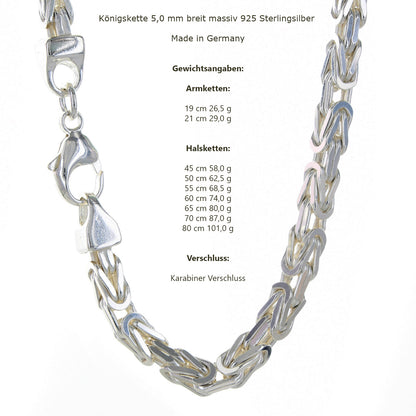 Silberkette Königskette Halsketten & Armketten echt 925 Sterlingsilber