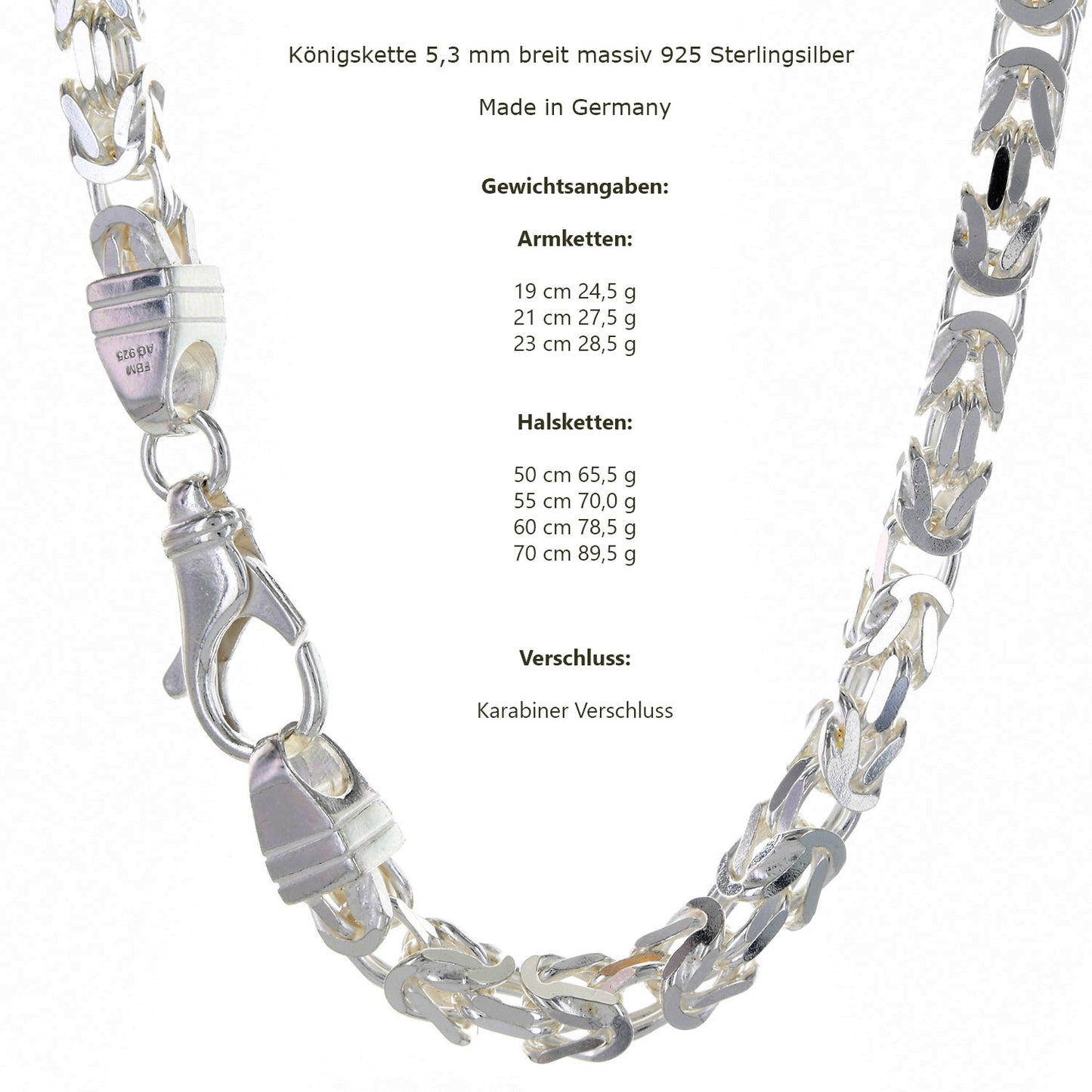 Silberkette Königskette Halsketten & Armketten echt 925 Sterlingsilber