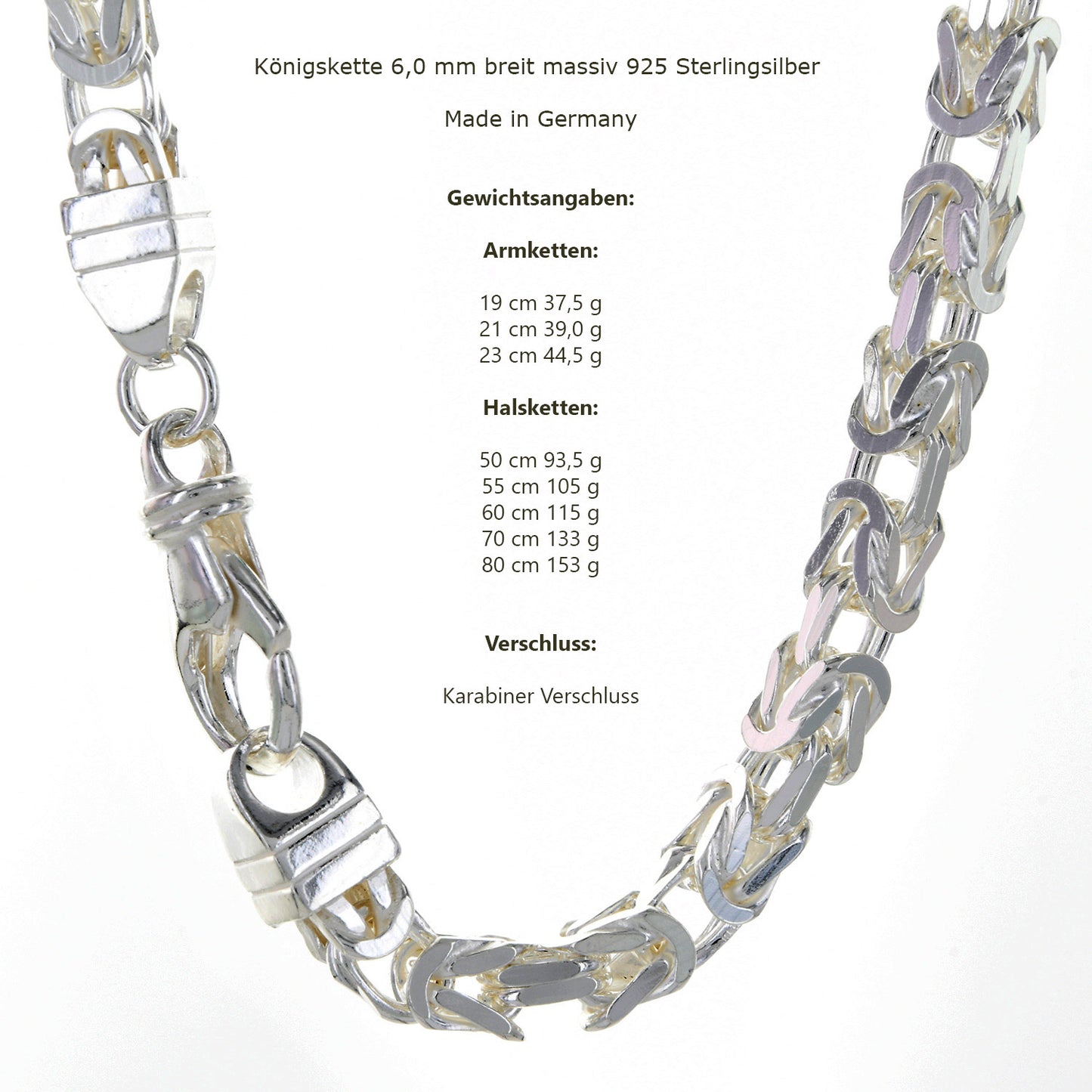 Silberkette Königskette Halsketten & Armketten echt 925 Sterlingsilber