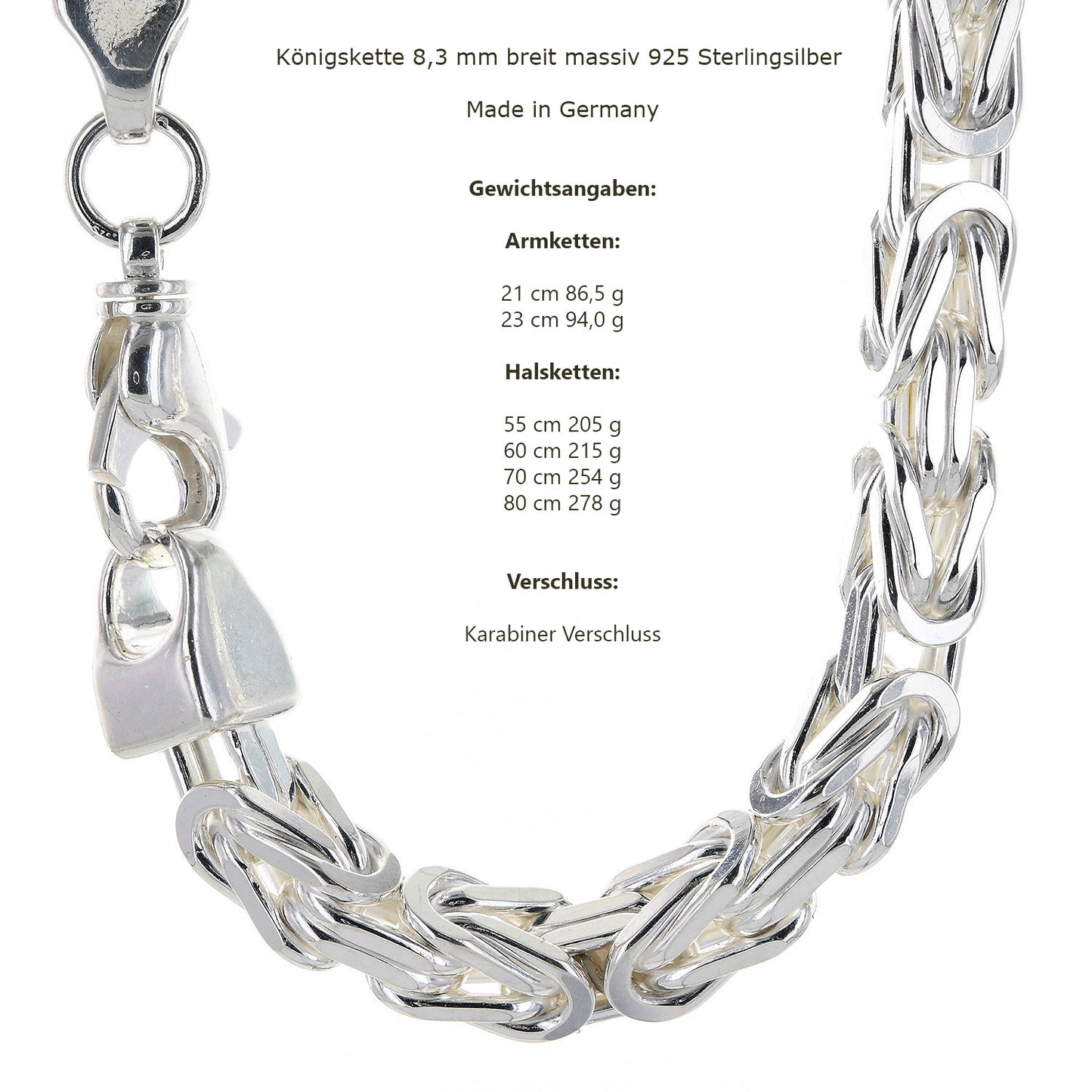 Silberkette Königskette Halsketten & Armketten echt 925 Sterlingsilber