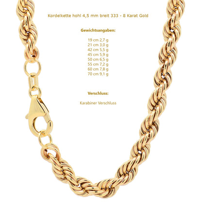 Edle Kordelkette Halskette - 333 - 8 Karat Gold Juwelier Qualität