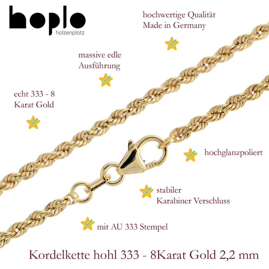 Edle Kordelkette Halskette - 333 - 8 Karat Gold Juwelier Qualität
