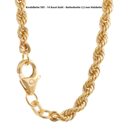 Edle Kordelkette Halskette - 585 - 14 Karat Gold Juwelier Qualität