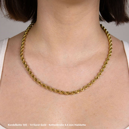 Edle Kordelkette Halskette - 585 - 14 Karat Gold Juwelier Qualität