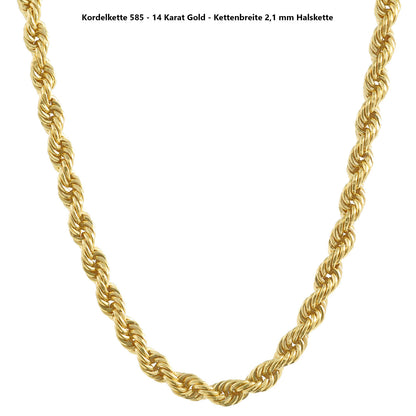 Edle Kordelkette Halskette - 585 - 14 Karat Gold Juwelier Qualität