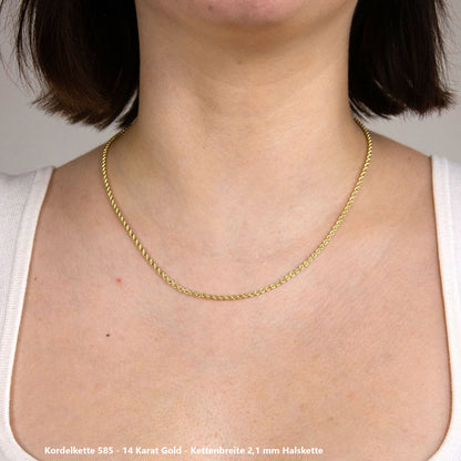 Edle Kordelkette Halskette - 585 - 14 Karat Gold Juwelier Qualität