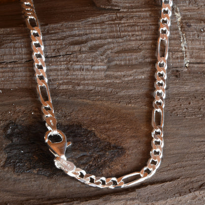 Figarokette Halskette Breite 3,4 mm - 925 Sterlingsilber Auswahl