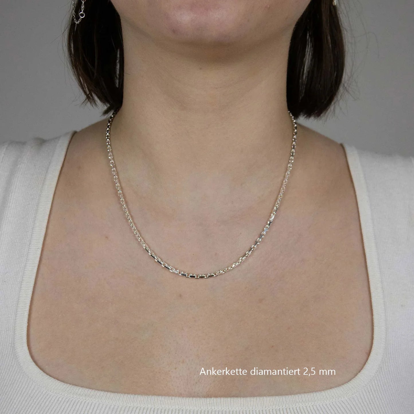 Silberkette Ankerkette diamantiert Halskette 2,5 mm massiv 925 Silber