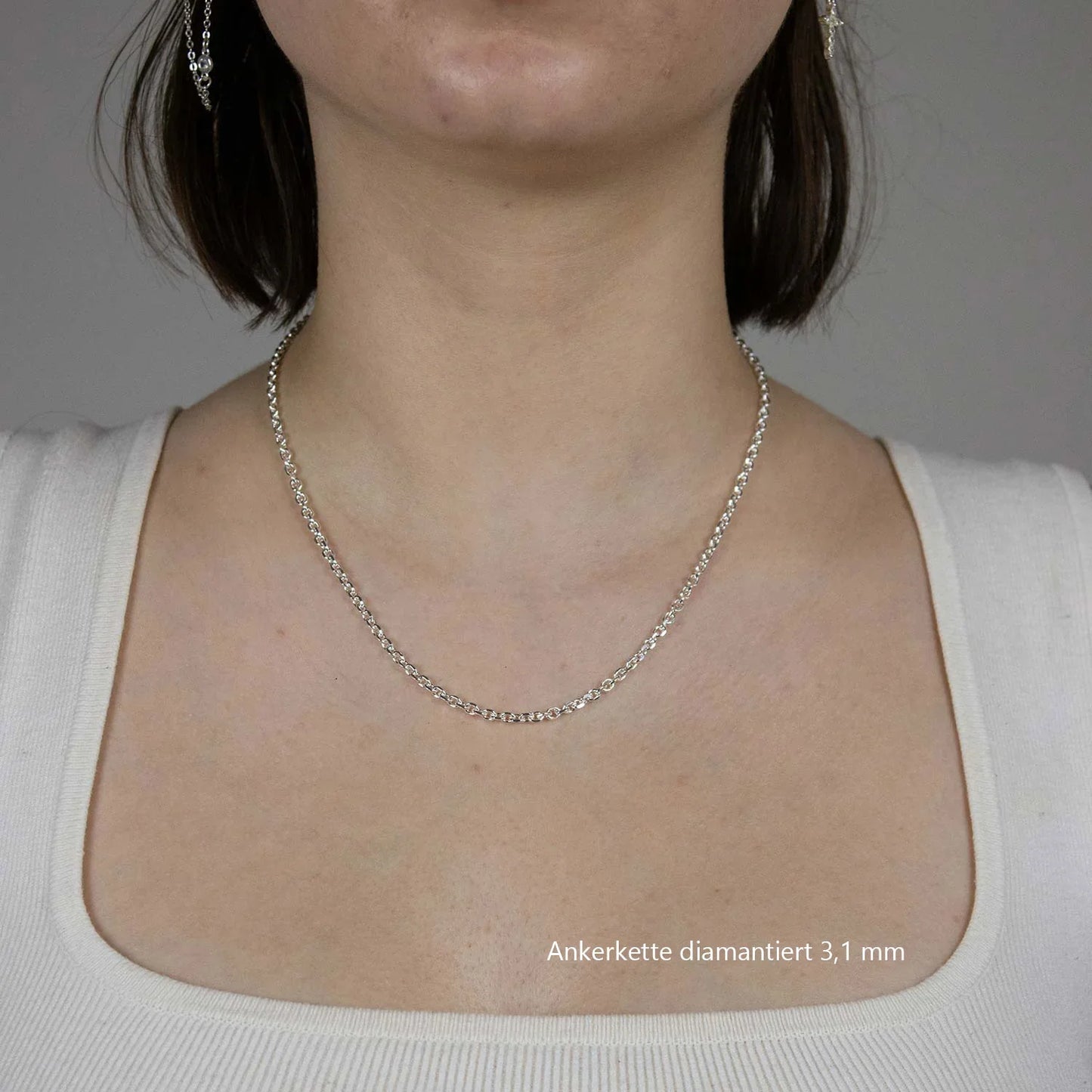 Silberkette Ankerkette diamantiert Halskette 3,1 mm massiv 925 Silber