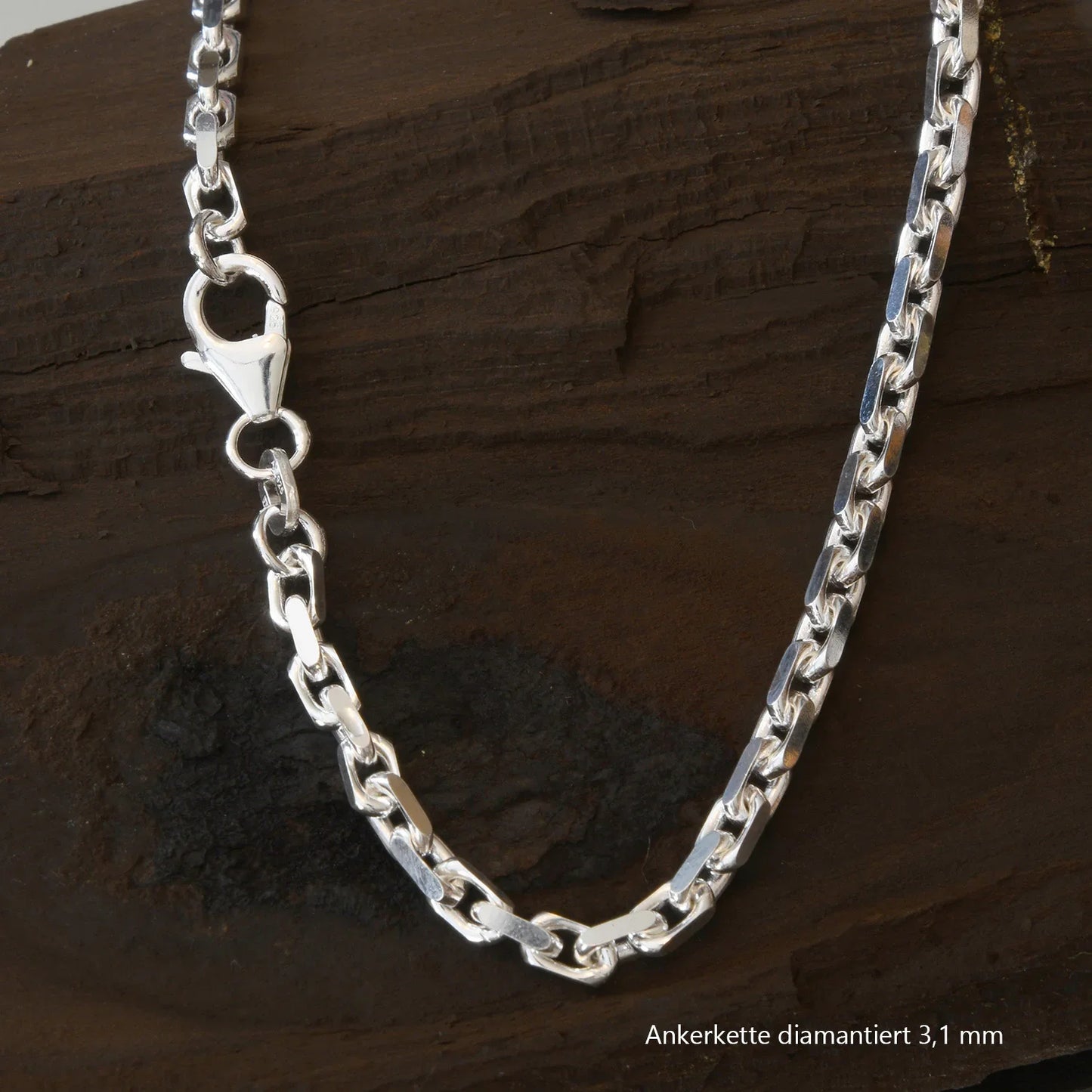 Silberkette Ankerkette diamantiert Halskette 3,1 mm massiv 925 Silber