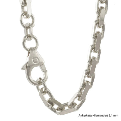 Silberkette Ankerkette diamantiert Halskette 3,1 mm massiv 925 Silber