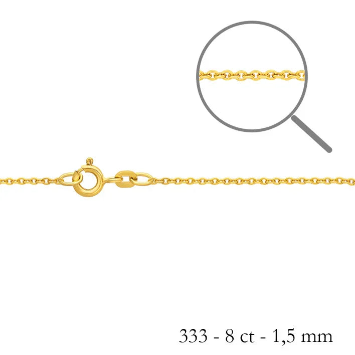 1,5 mm 36 cm 333 - 8 Karat Gold Halskette Ankerkette rund massiv Gold hochwertige Goldkette  2 g