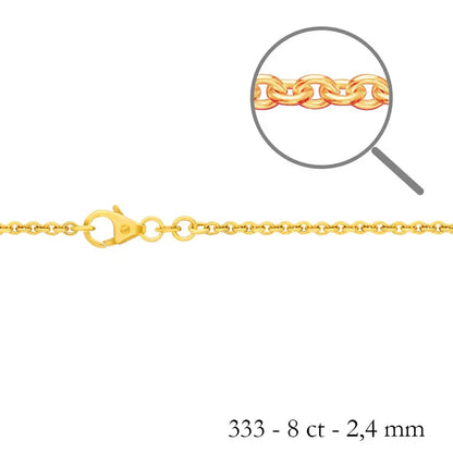 2,4 mm 60 cm 333 - 8 Karat Gold Halskette Ankerkette rund massiv Gold hochwertige Goldkette  8,3 g