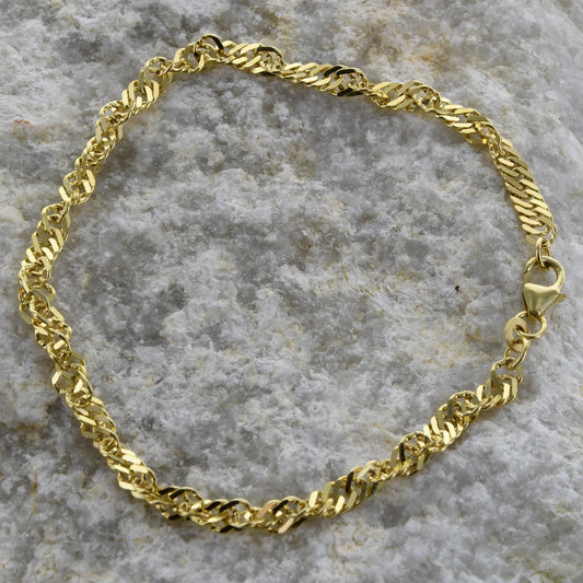 Goldkette Singapurkette Länge 19cm - Breite 3,4mm - 333-8 Karat Gold
