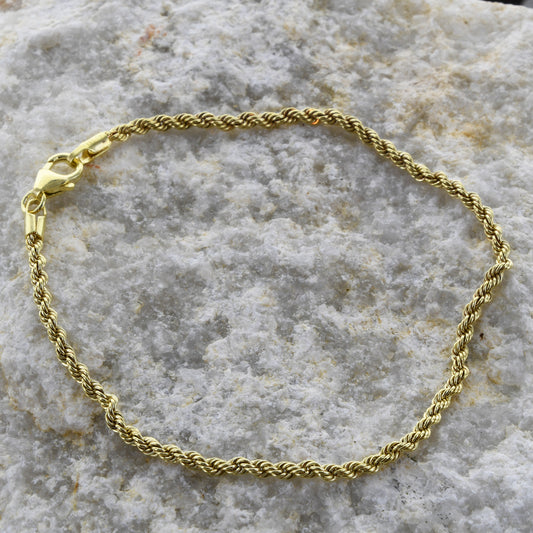 Goldkette Kordelkette Länge 18,5cm - Breite 2,1mm - 333-8 Karat Gold