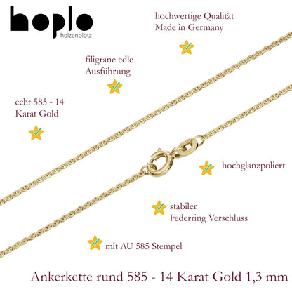 Goldkette Ankerkette Breite 1,3mm - 585-14 Karat Gold