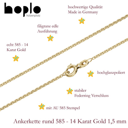 Goldkette Ankerkette Breite 1,5mm - 585-14 Karat Gold