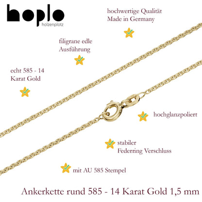 Goldkette Ankerkette Breite 1,5mm - 585-14 Karat Gold