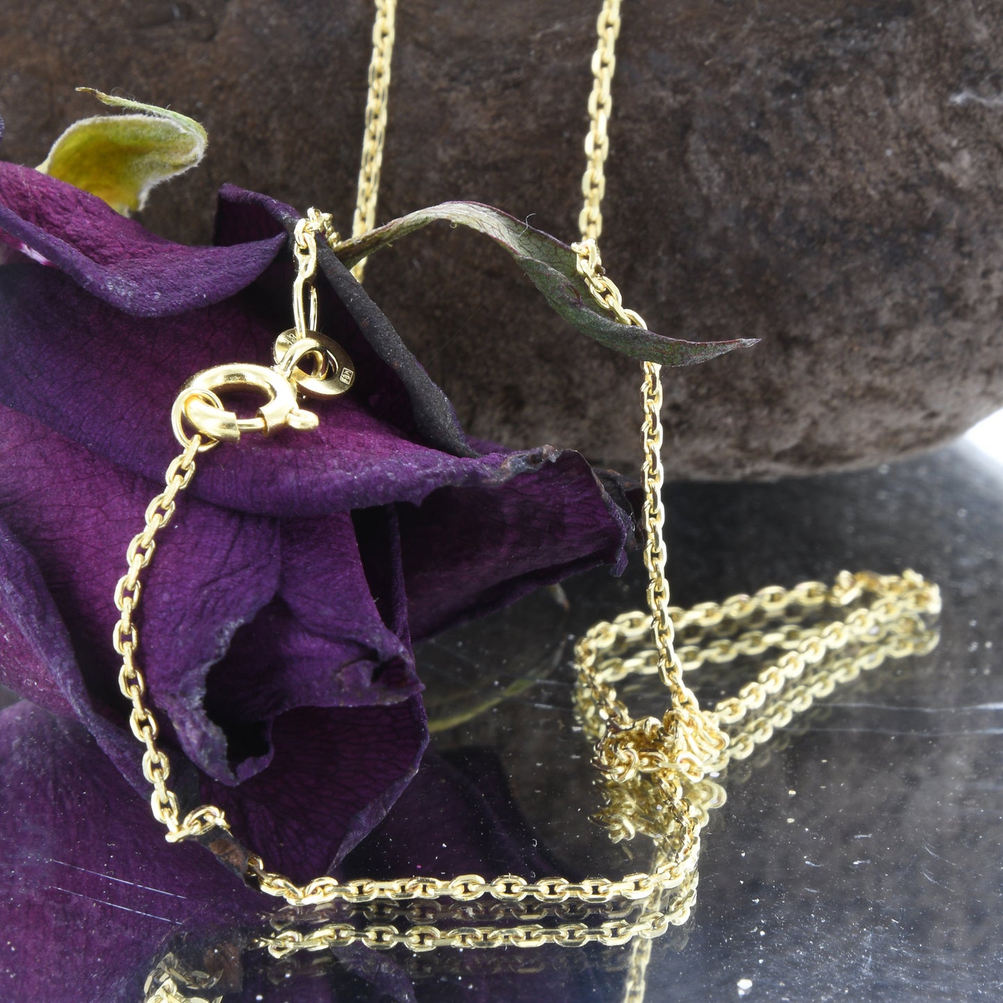 Ankerkette diamantiert Breite 1,2mm - 585-14 Karat Gold