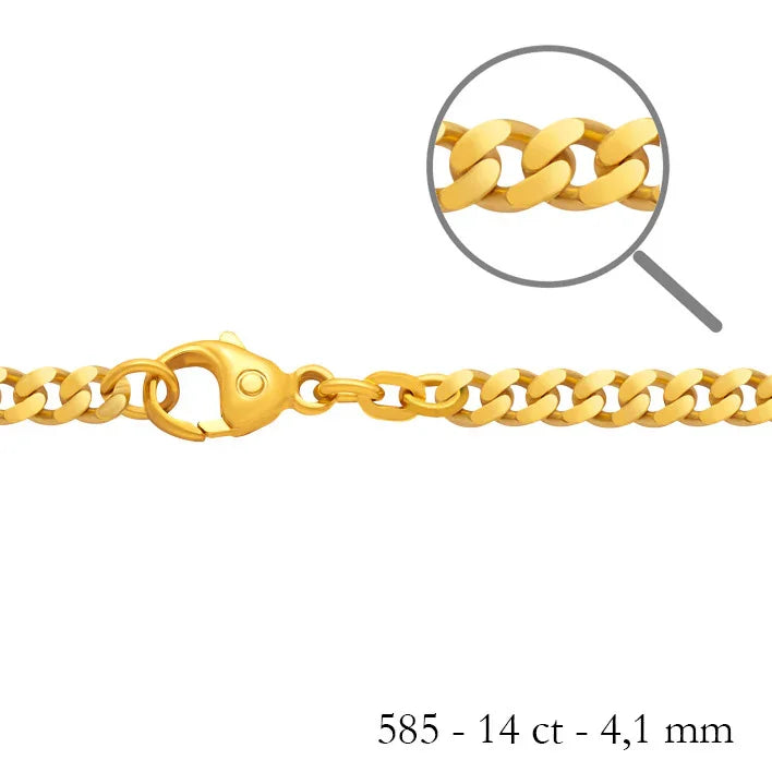 4,1 mm 50 cm 585 - 14 Karat Gold Halskette Panzerkette massiv Gold hochwertige Goldkette  20,9 g
