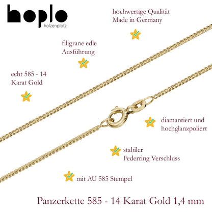 Goldkette Panzerkette Halskette Breite 1,4 mm massiv 585-14 Karat Gold