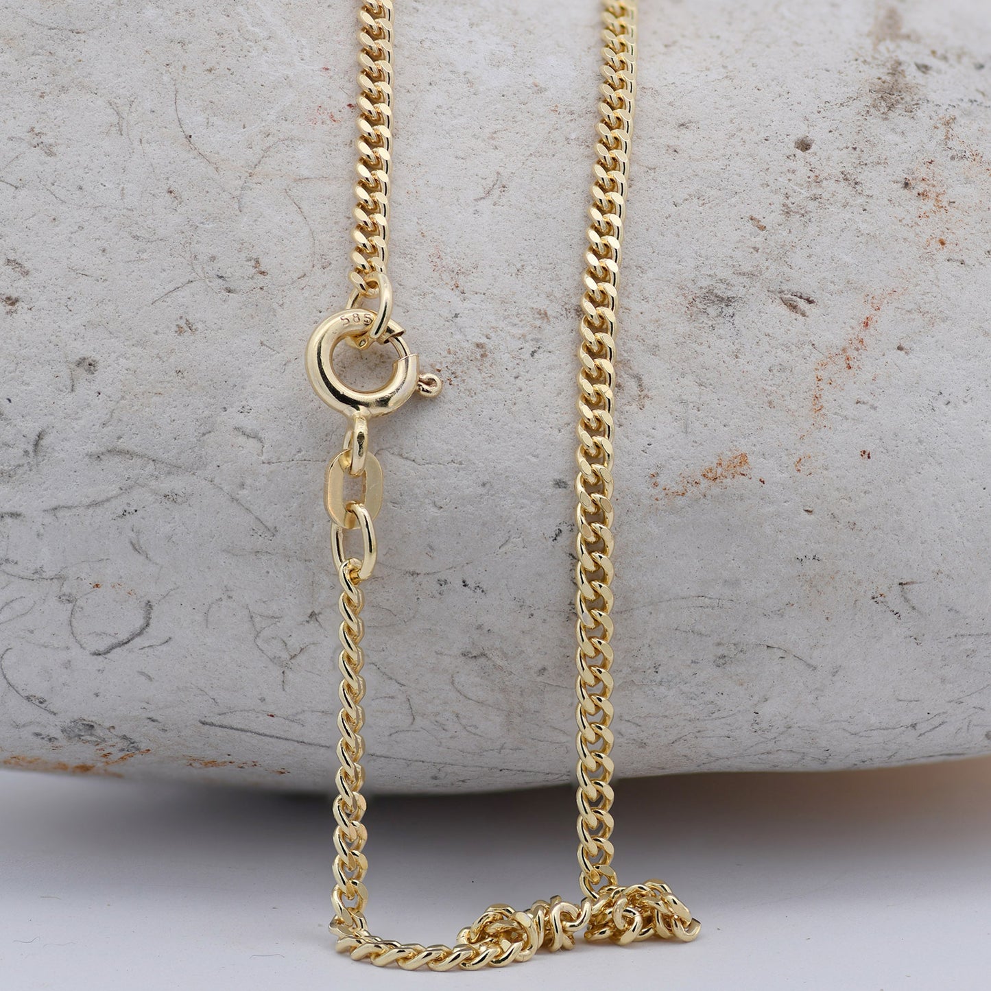 Goldkette Panzerkette Halskette Breite 2,1 mm massiv 585-14 Karat Gold