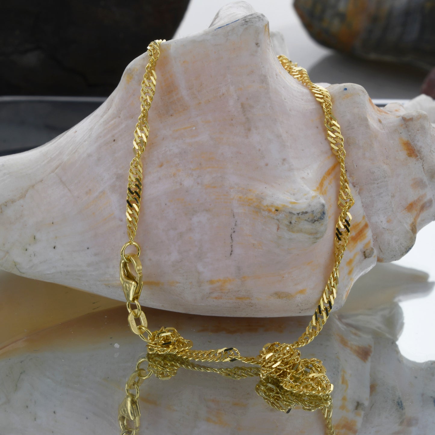 Goldkette Singapurkette Länge 50cm - Breite 2,4mm - 585-14 Karat Gold