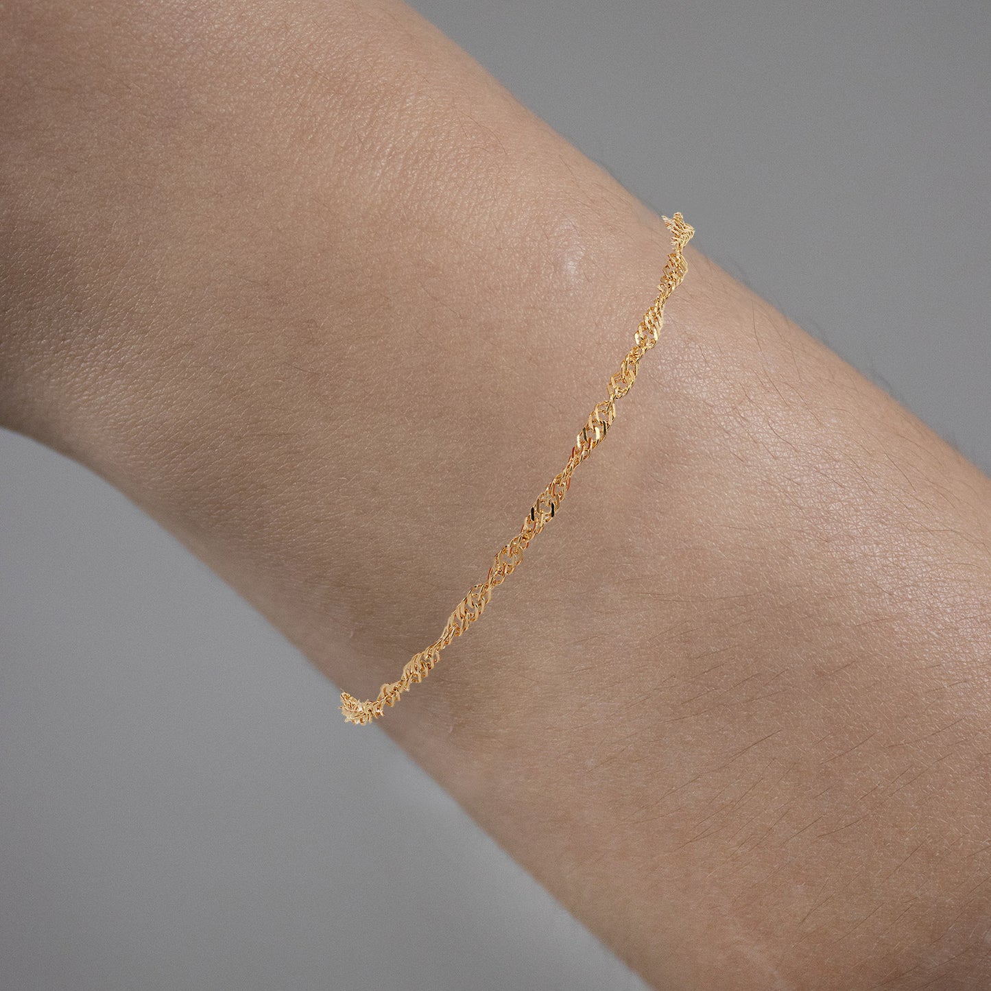 Goldkette Singapurkette Armkette 19 cm -  2,4mm - 585-14 Karat Gold