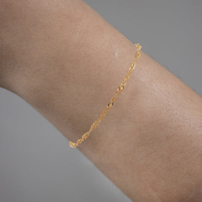 Goldkette Singapurkette Armkette 19 cm -  2,4mm - 585-14 Karat Gold