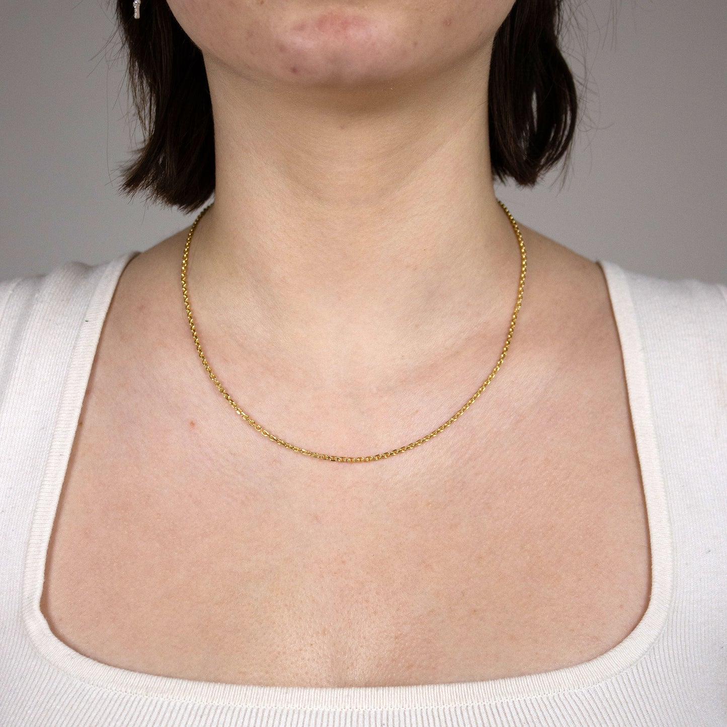 Ankerkette diamantiert Halskette Breite 1,8 mm - 585 - 14 Karat Gold