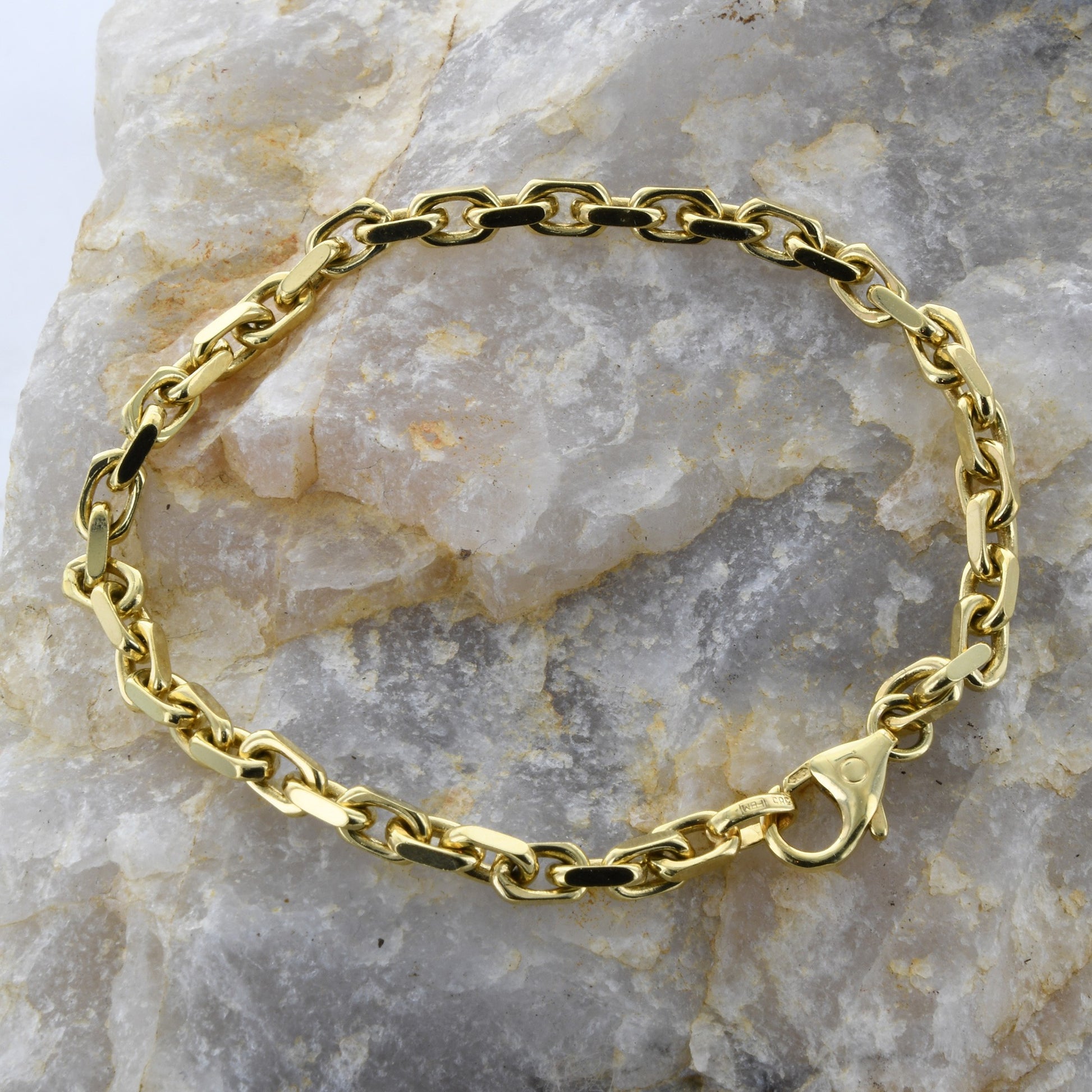 3,8 mm 19 cm 585 - 14 Karat Gold Armkette Ankerkette diamantiert massiv Gold hochwertige Goldkette 13,9 g