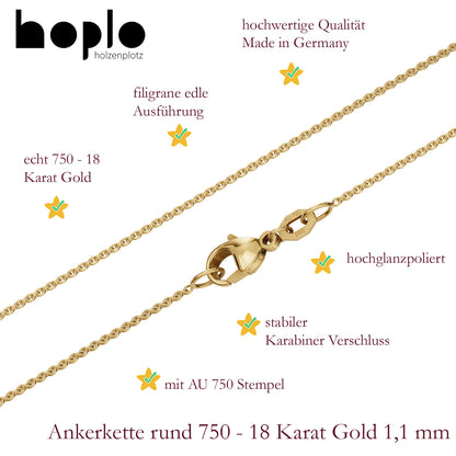 Goldkette Ankerkette Breite 1,1mm - 750-18 Karat Gold