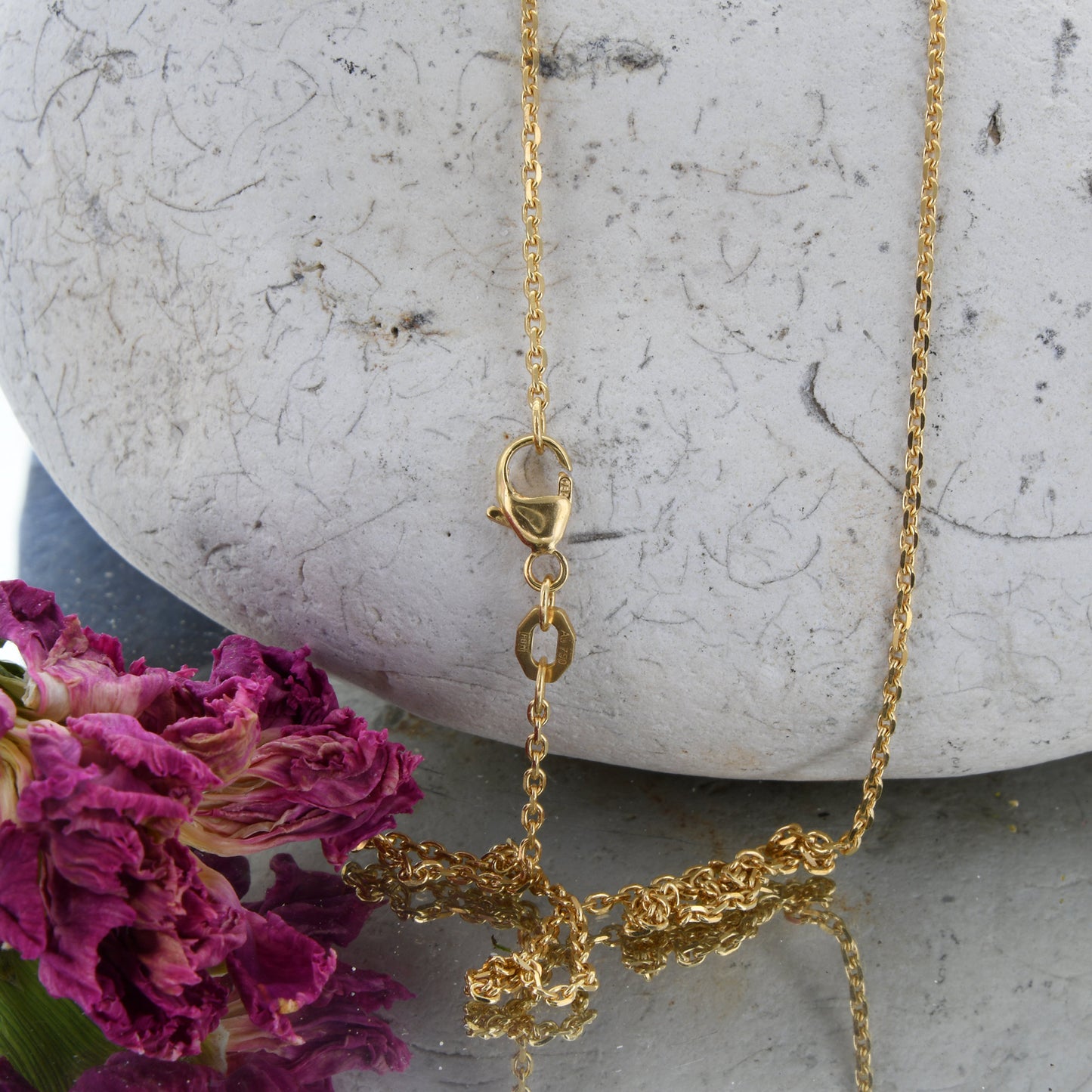 Ankerkette diamantiert Breite 1,3mm - 750-18 Karat Gold