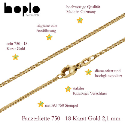 Panzerkette Halskette Breite 2.1 mm - 750 - 18 Karat Gold Auswahl
