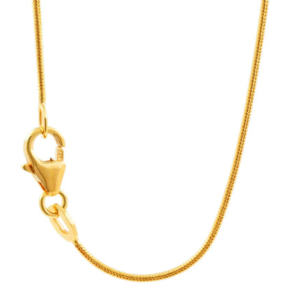 0,9 mm 750 - 18 Karat Gold Halskette Schlangenkette rund massiv Gold hochwertige Goldkette  - Länge nach Wahl