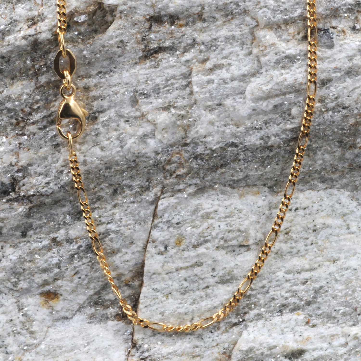 1,5 mm 40 cm 750 - 18 Karat Gold Halskette Figarokette massiv Gold hochwertige Goldkette  2,8 g