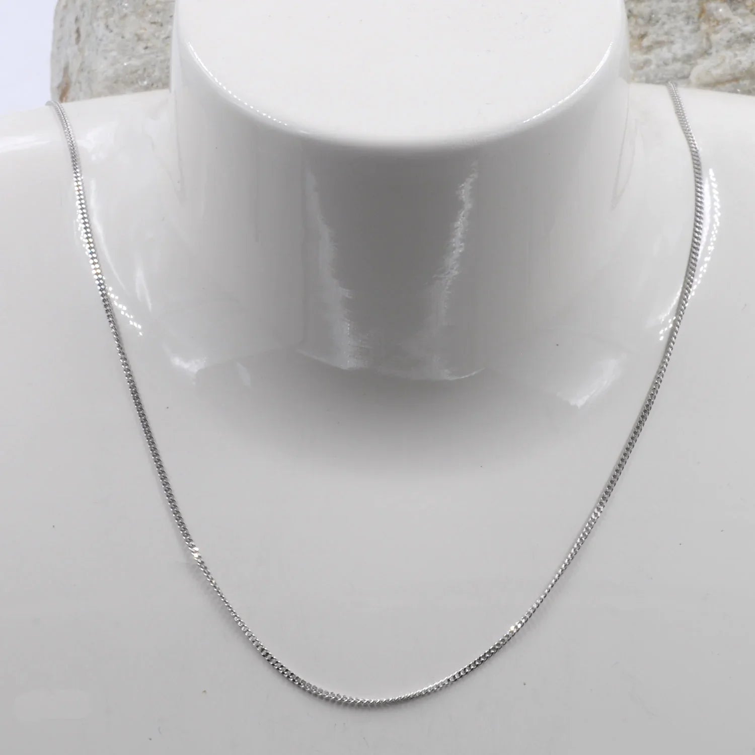 1,1 mm 45 cm 750 - 18 Karat Weißgold Panzerkette massiv Gold hochwertige Goldkette  2,4 g
