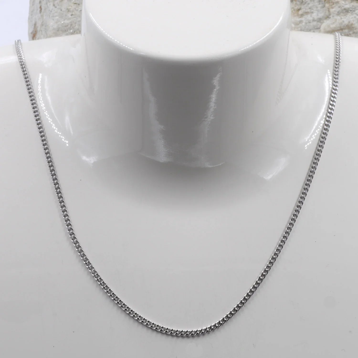 1,7 mm 55 cm 585 - 14 Karat Weißgold Panzerkette massiv Gold hochwertige Goldkette  6,2 g