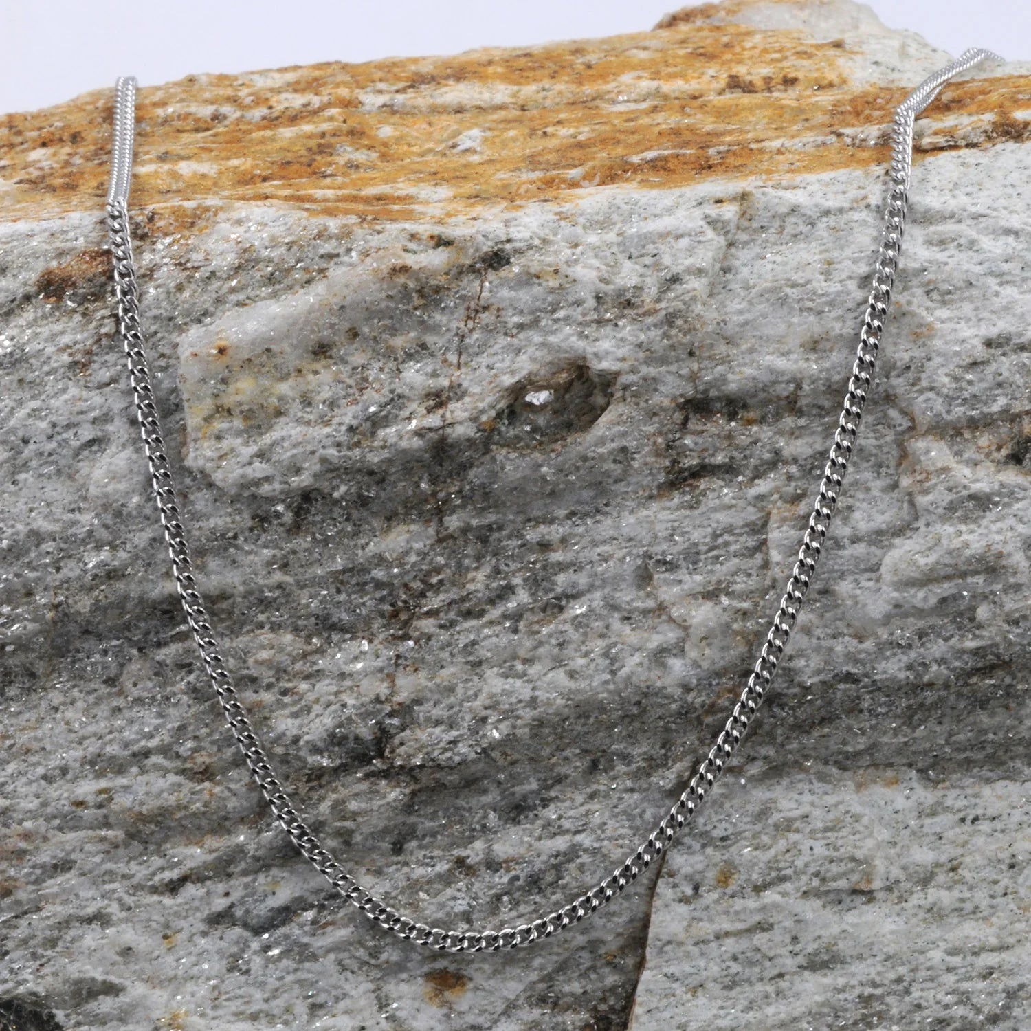 1,7 mm 55 cm 585 - 14 Karat Weißgold Panzerkette massiv Gold hochwertige Goldkette  6,2 g