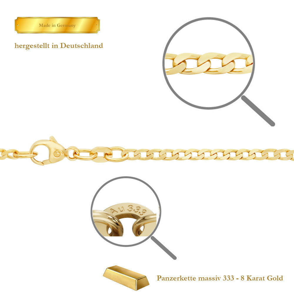 Edle Echt Goldkette Breiten 0,8mm-6,0mm  Panzerkette 333-8 Karat Gold
