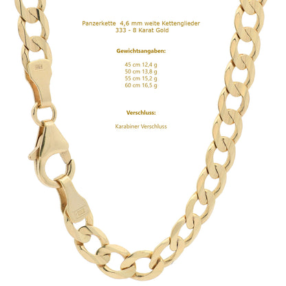Edle Echt Goldkette Breiten 0,8mm-6,0mm  Panzerkette 333-8 Karat Gold
