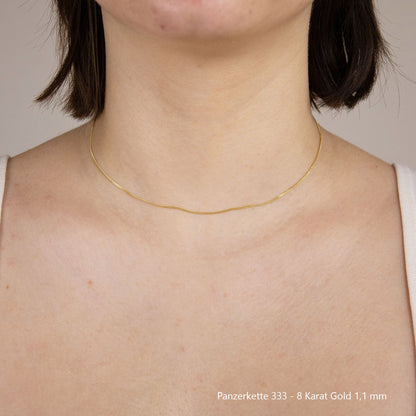 Edle Echt Goldkette Breiten 0,8mm-6,0mm  Panzerkette 333-8 Karat Gold