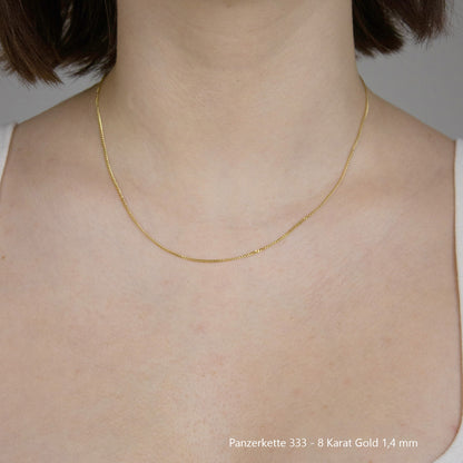 Edle Echt Goldkette Breiten 0,8mm-6,0mm  Panzerkette 333-8 Karat Gold