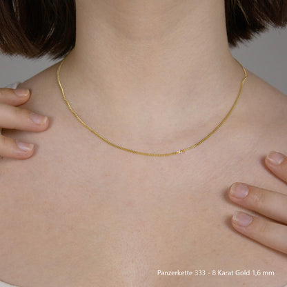 Edle Echt Goldkette Breiten 0,8mm-6,0mm  Panzerkette 333-8 Karat Gold