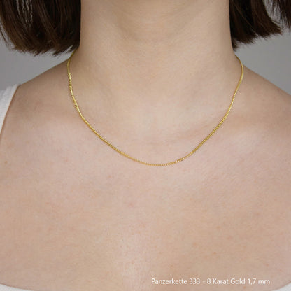 Edle Echt Goldkette Breiten 0,8mm-6,0mm  Panzerkette 333-8 Karat Gold